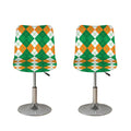 Green Orange And White Argyle Print Bar Stool Covers