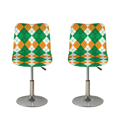 Green Orange And White Argyle Print Bar Stool Covers