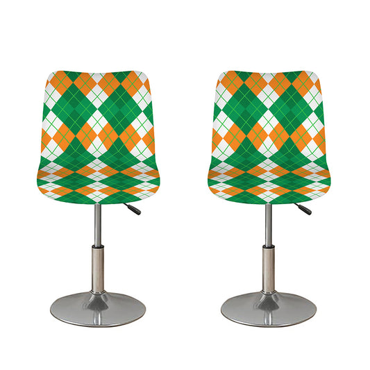 Green Orange And White Argyle Print Bar Stool Covers