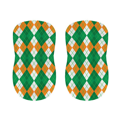 Green Orange And White Argyle Print Bar Stool Covers
