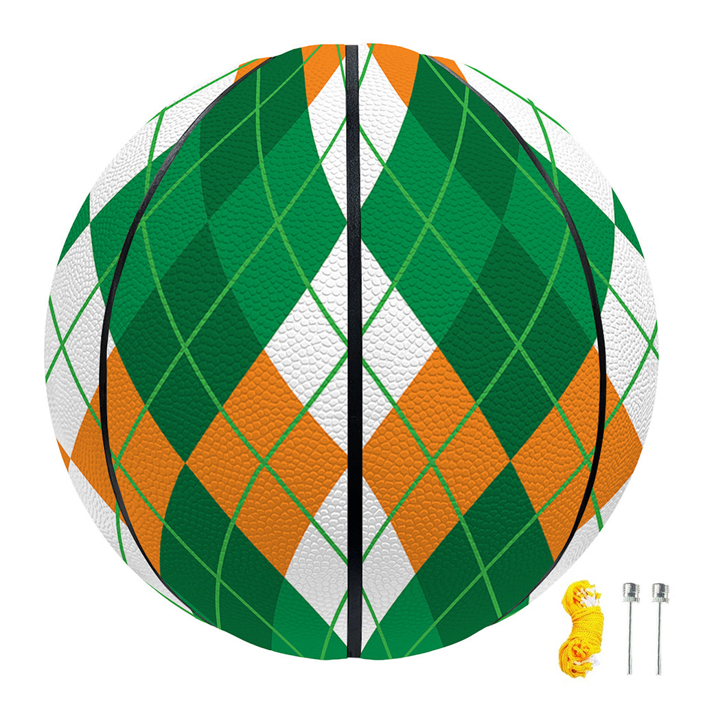Green Orange And White Argyle Print Basketball
