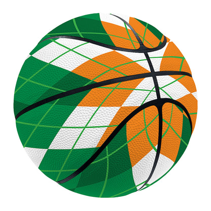 Green Orange And White Argyle Print Basketball