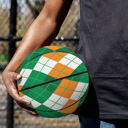 Green Orange And White Argyle Print Basketball