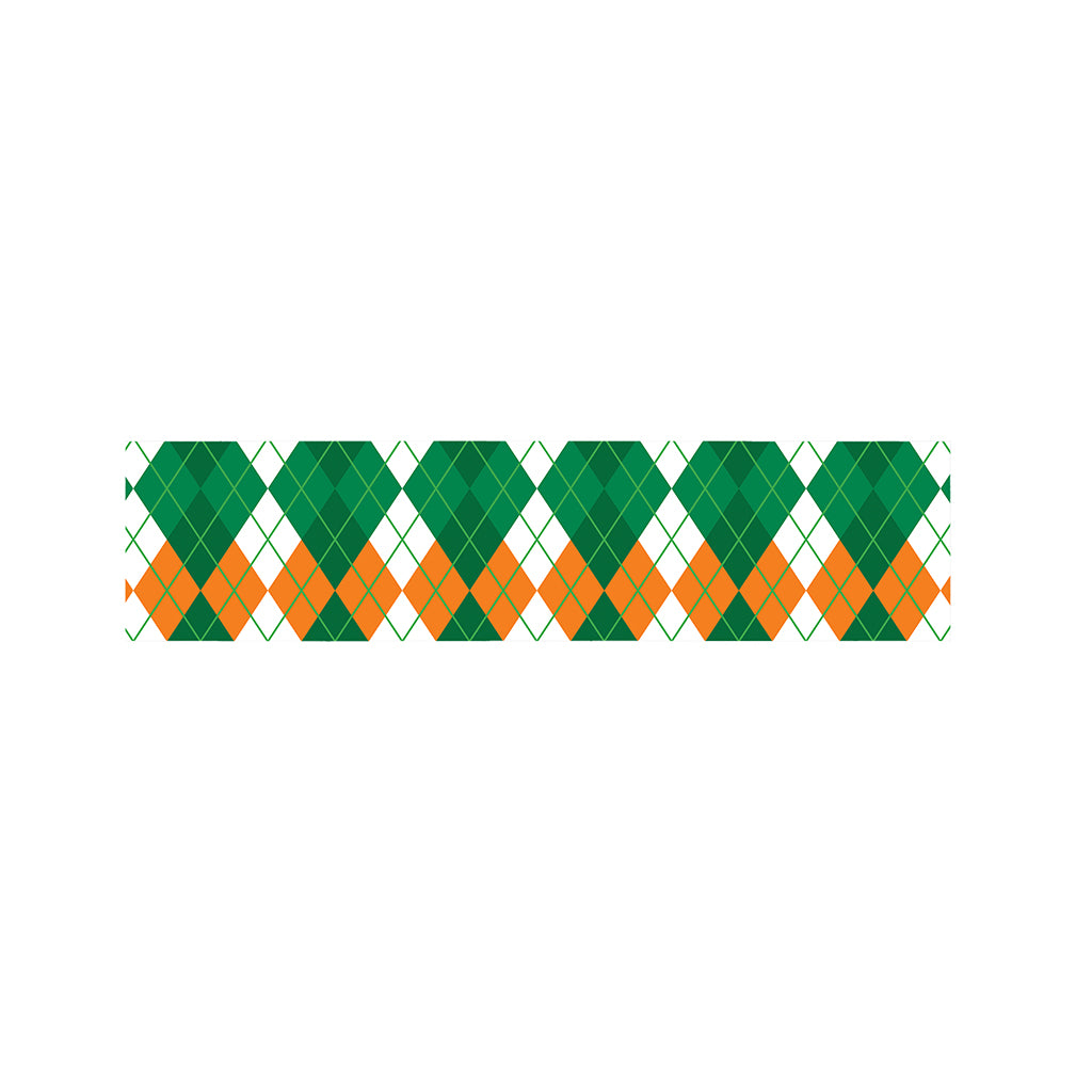 Green Orange And White Argyle Print Bed Runner