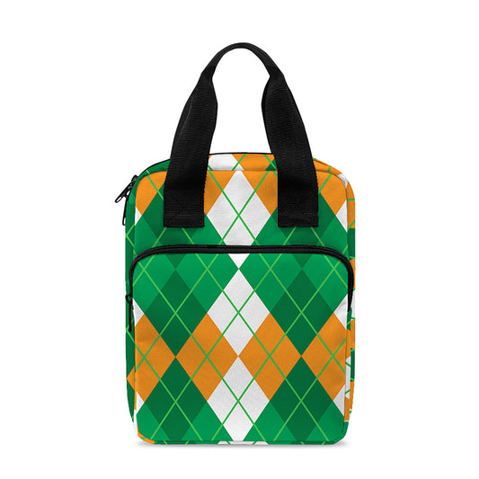 Green Orange And White Argyle Print Bible Tote Bag