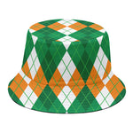 Green Orange And White Argyle Print Bucket Hat