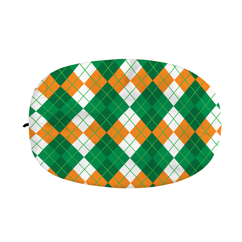 Green Orange And White Argyle Print Car Side Mirror Covers