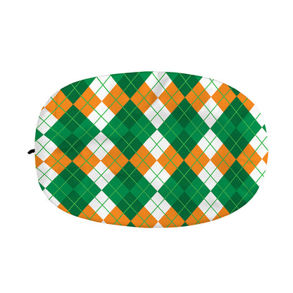 Green Orange And White Argyle Print Car Side Mirror Covers