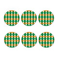 Green Orange And White Argyle Print Coaster Set