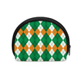 Green Orange And White Argyle Print Coin Purse