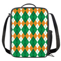 Green Orange And White Argyle Print Crossbody Lunch Bag