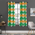 Green Orange And White Argyle Print Grommet Curtain Panels