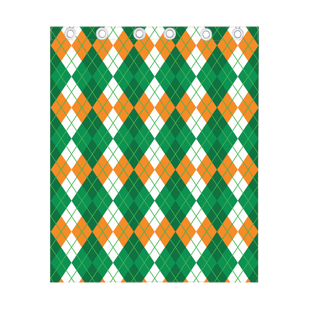 Green Orange And White Argyle Print Curtain