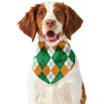 Green Orange And White Argyle Print Dog Bandana