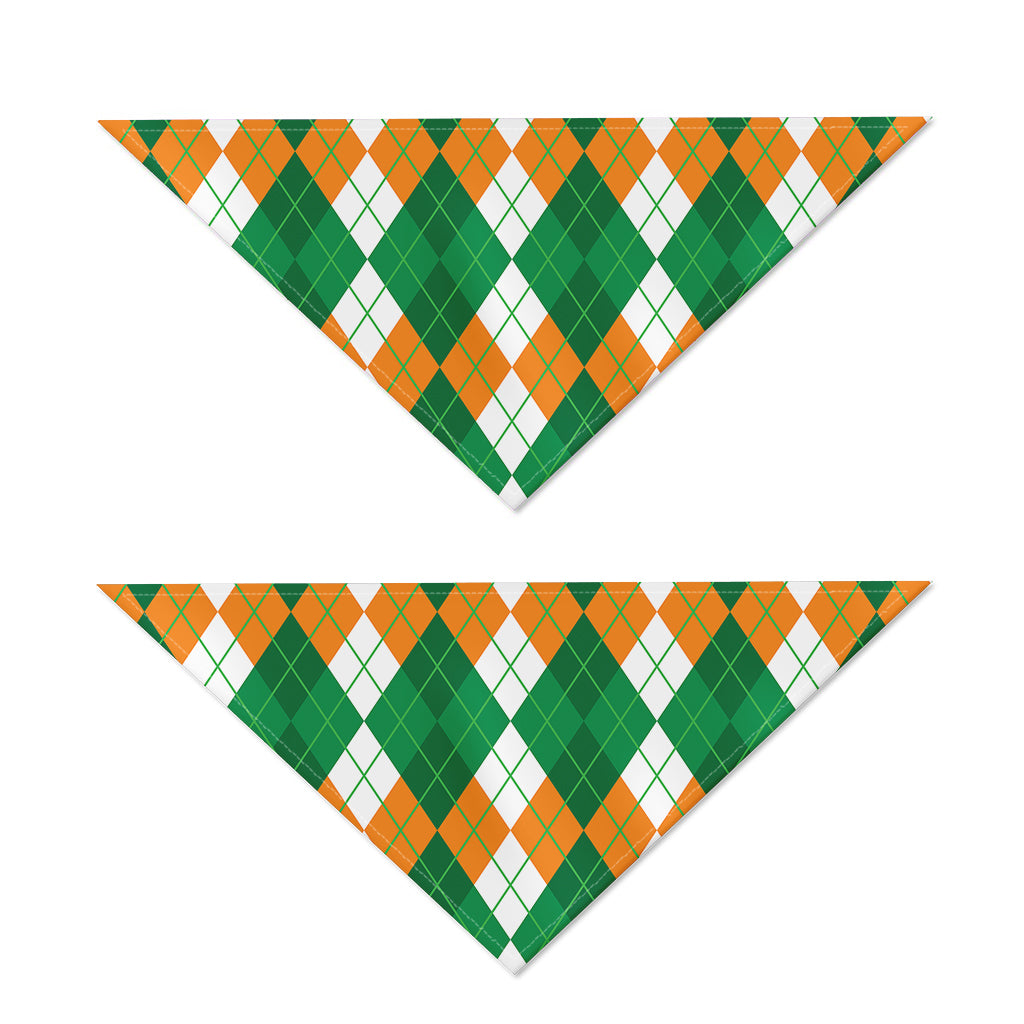 Green Orange And White Argyle Print Dog Bandana