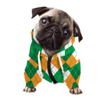 Green Orange And White Argyle Print Dog Zip Up Hoodie