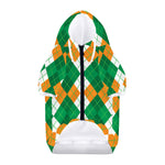 Green Orange And White Argyle Print Dog Zip Up Hoodie
