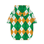 Green Orange And White Argyle Print Dog Zip Up Hoodie