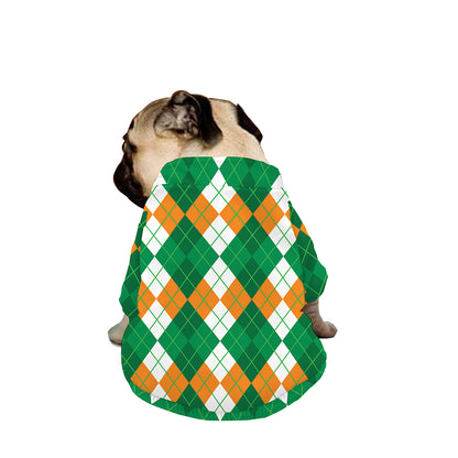 Green Orange And White Argyle Print Dog Zip Up Jacket