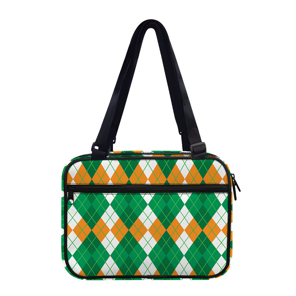 Green Orange And White Argyle Print Double Strap Bible Bag