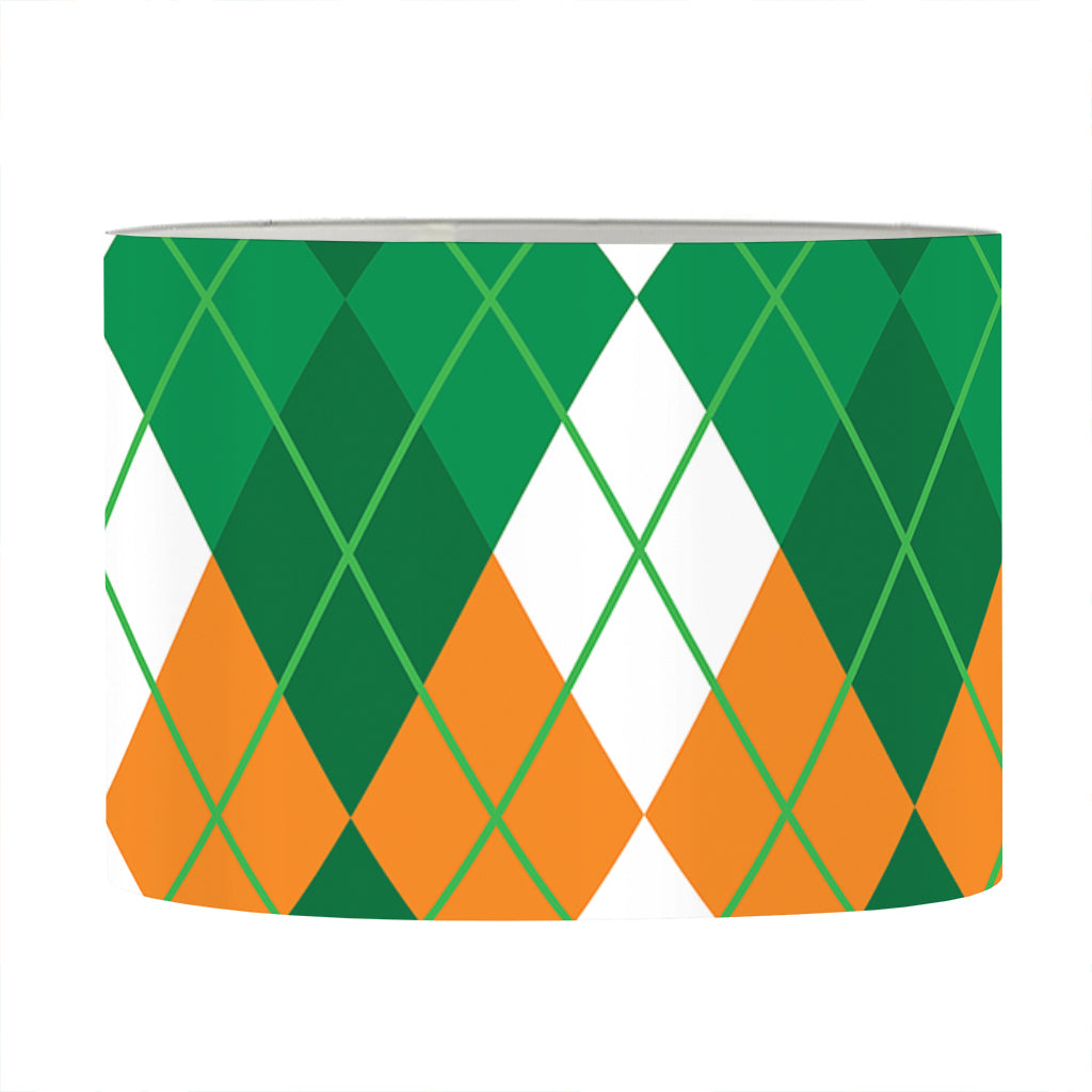 Green Orange And White Argyle Print Drum Lamp Shade