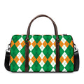 Green Orange And White Argyle Print Duffel Bag