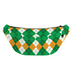 Green Orange And White Argyle Print Fanny Pack