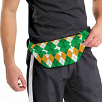 Green Orange And White Argyle Print Fanny Pack