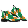 Green Orange And White Argyle Print Flat Ankle Boots