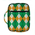 Green Orange And White Argyle Print Front Pocket Bible Bag