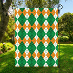 Green Orange And White Argyle Print Garden Flag