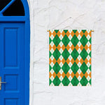 Green Orange And White Argyle Print Garden Flag