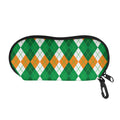 Green Orange And White Argyle Print Glasses Case