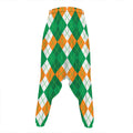 Green Orange And White Argyle Print Hammer Pants