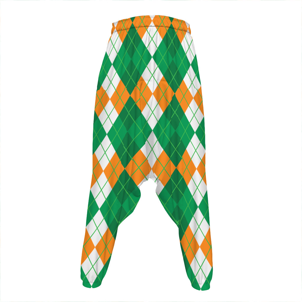 Green Orange And White Argyle Print Hammer Pants