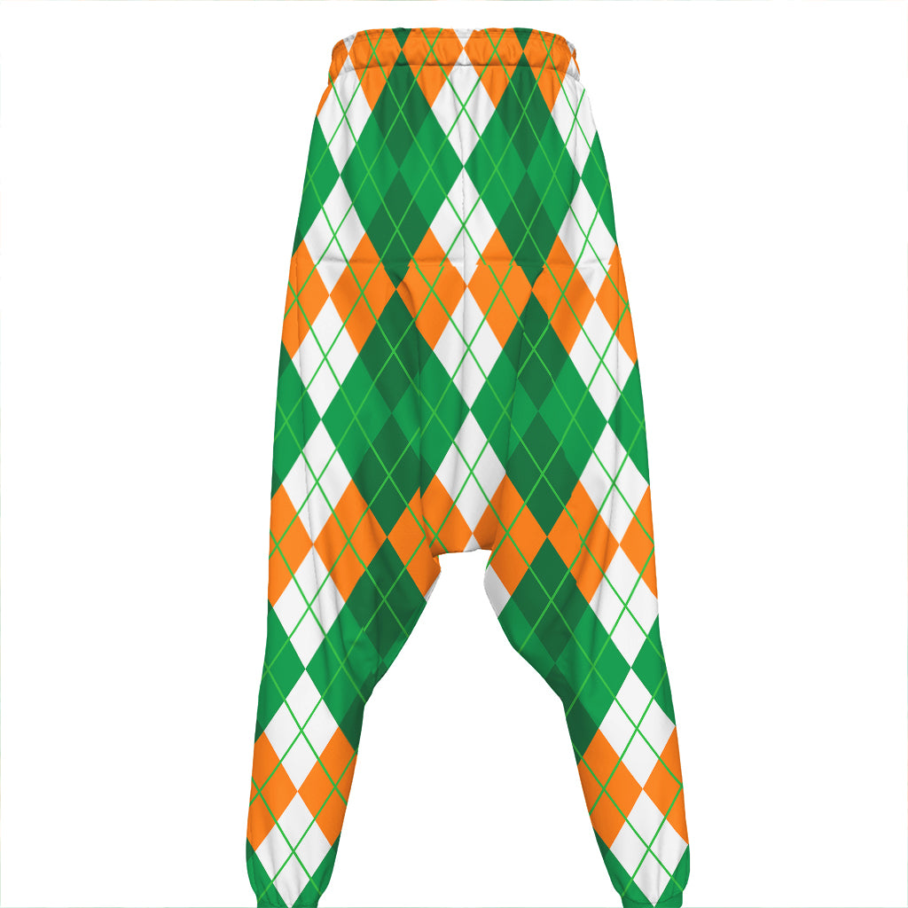Green Orange And White Argyle Print Hammer Pants