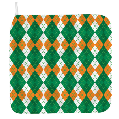 Green Orange And White Argyle Print Hand Towel