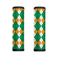 Green Orange And White Argyle Print Handle Covers