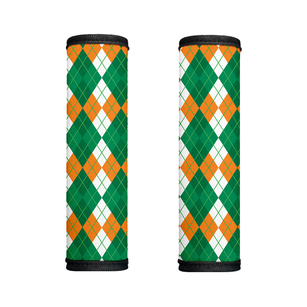 Green Orange And White Argyle Print Handle Covers