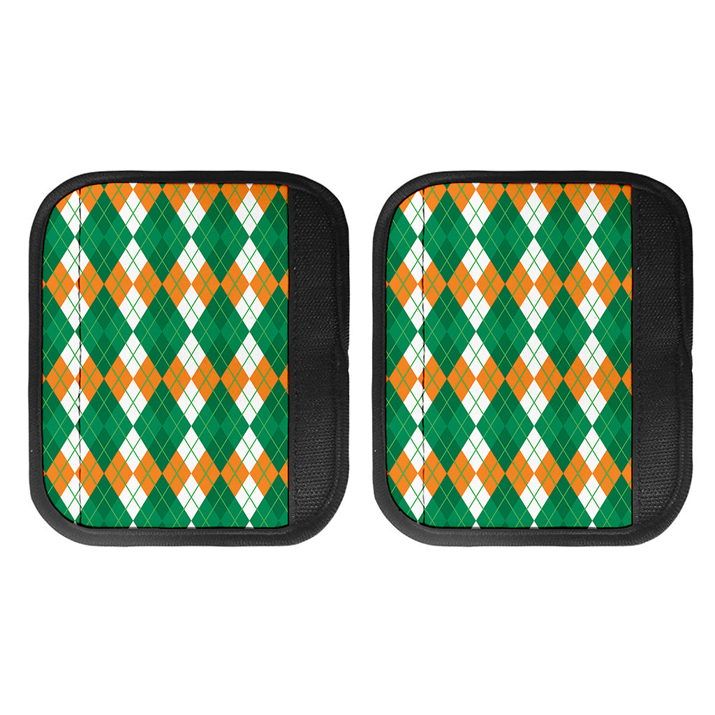 Green Orange And White Argyle Print Handle Covers
