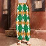 Green Orange And White Argyle Print Harem Pants