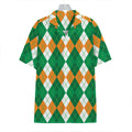 Green Orange And White Argyle Print Hawaiian Shirt