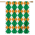 Green Orange And White Argyle Print House Flag