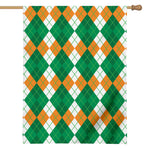 Green Orange And White Argyle Print House Flag