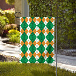 Green Orange And White Argyle Print House Flag