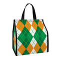 Green Orange And White Argyle Print Insulated Lunch Tote