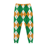 Green Orange And White Argyle Print Jogger Pants