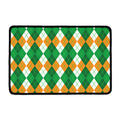 Green Orange And White Argyle Print Kitchen Mat