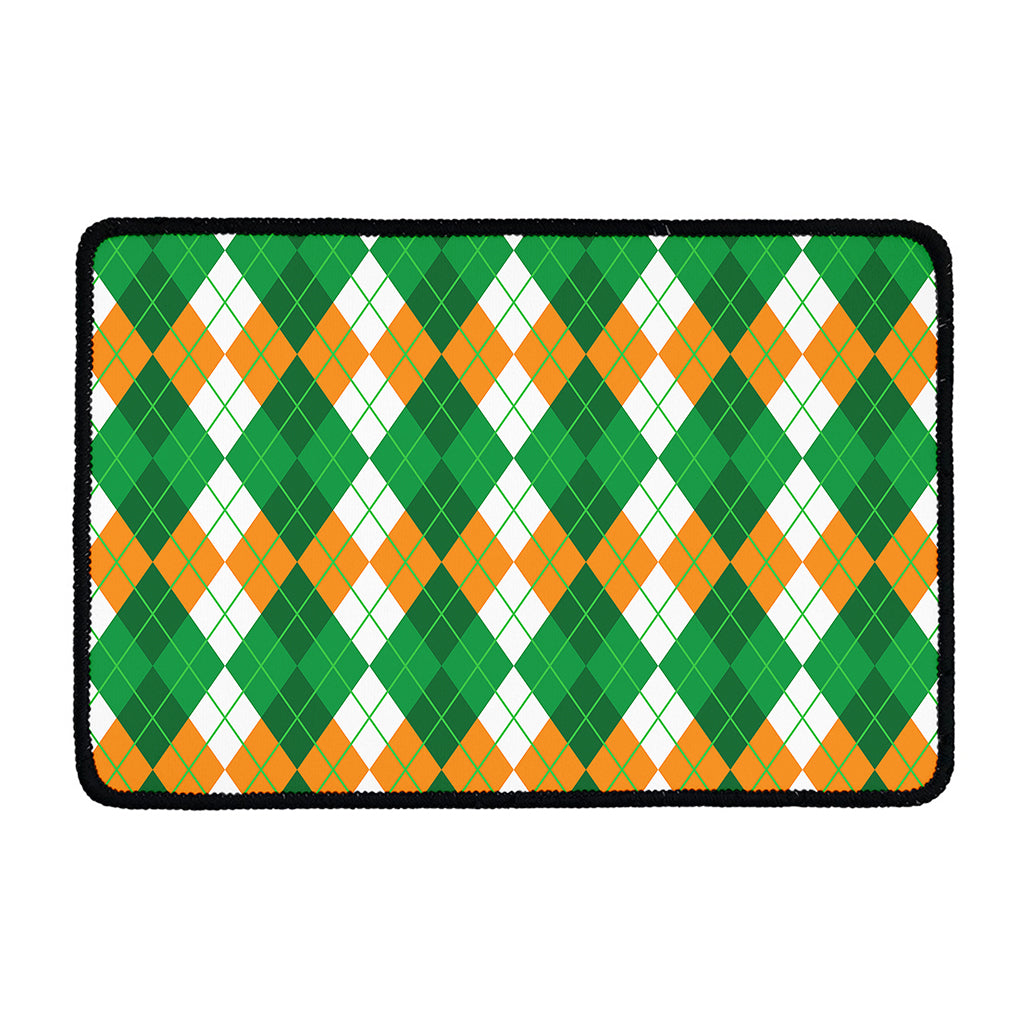 Green Orange And White Argyle Print Kitchen Mat