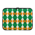 Green Orange And White Argyle Print Laptop Sleeve